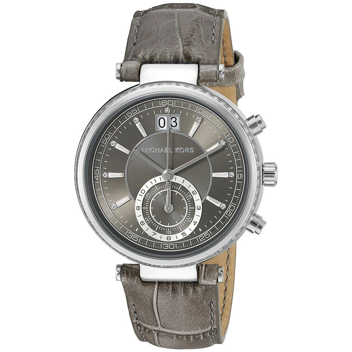 Michael Kors Women&#39;s MK2432 Sawyer Chronograph Crystal Grey Leather Watch