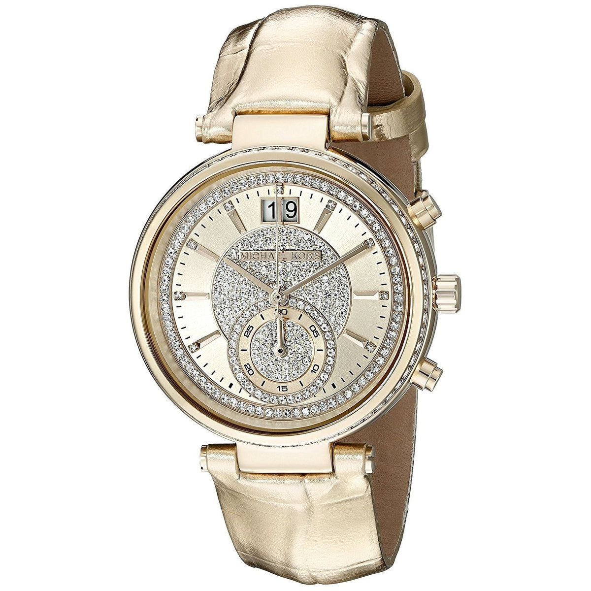 Michael Kors Women&#39;s MK2444 Sawyer Crystal Gold-Tone Stainless Steel Watch