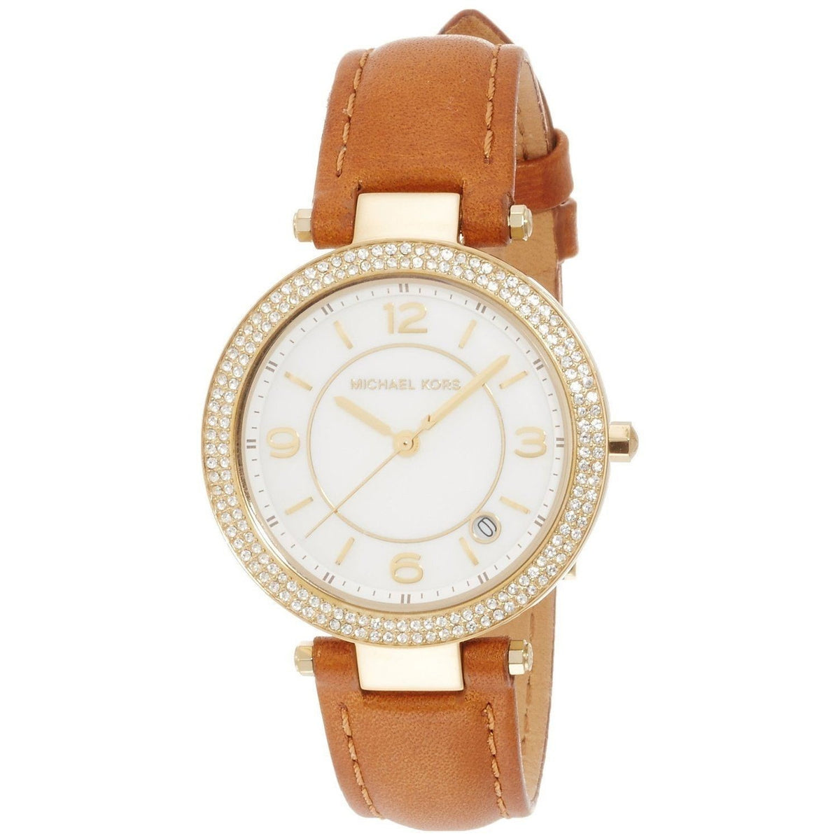 Michael Kors Women&#39;s MK2464 Mini Parker Crystal Brown Leather Watch