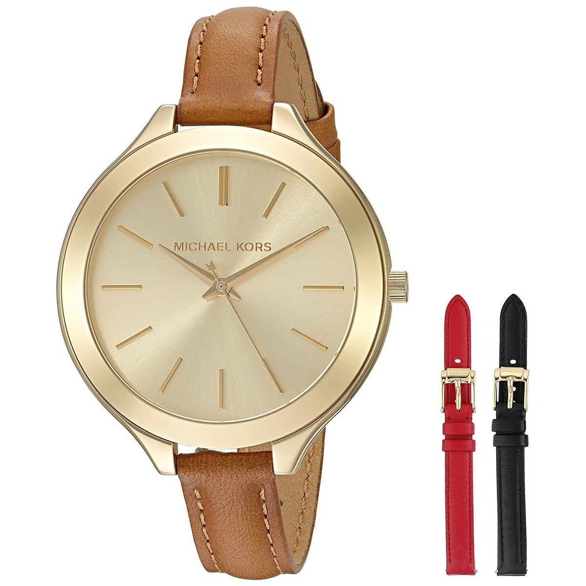 Michael Kors Women&#39;s MK2606 Slim Runway Three Band Gift Set Multi Leather Watch