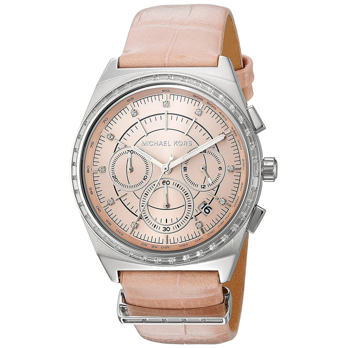 Michael Kors Women&#39;s MK2615 Vail Chronograph Crystal Pink Leather Watch
