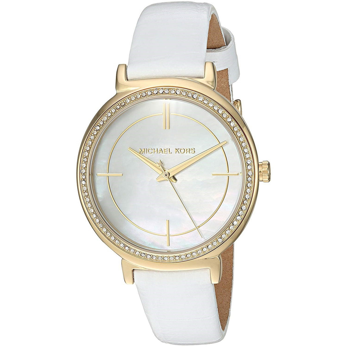 Michael Kors Women's MK2662 Cinthia Crystal White Leather Watch