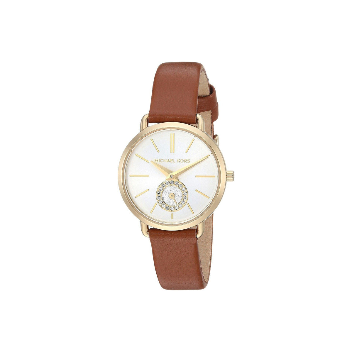 Michael Kors Women&#39;s MK2734 Portia Crystal Brown Leather Watch