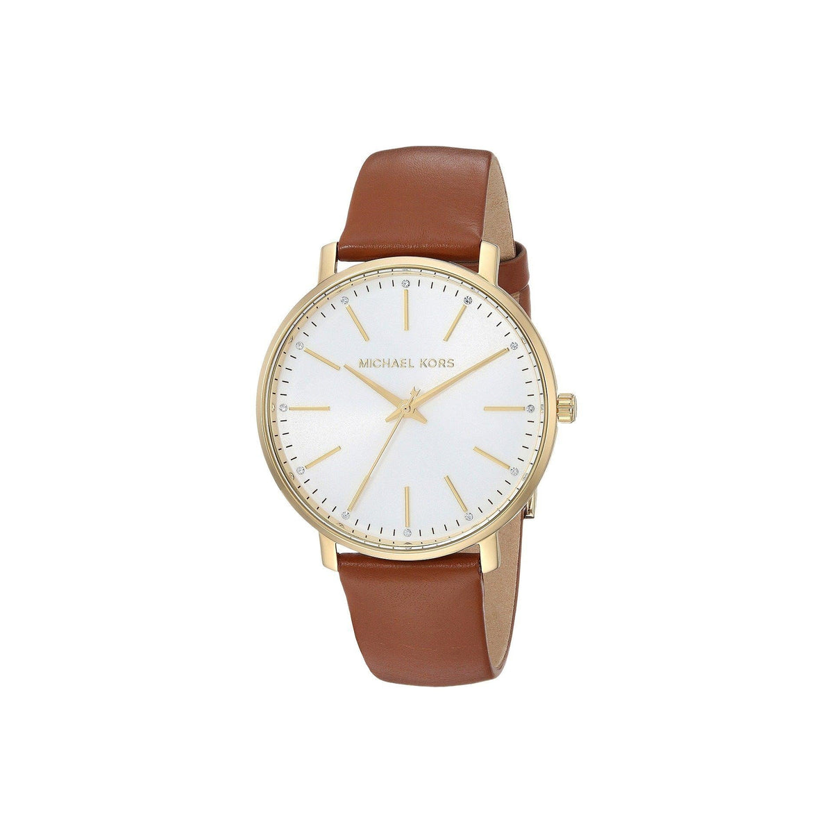 Michael Kors Women&#39;s MK2740 Pyper Crystal Brown Leather Watch