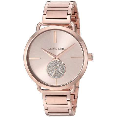 Michael Kors Women's MK3640 Portia Crystal Rose-Tone Stainless Steel Watch