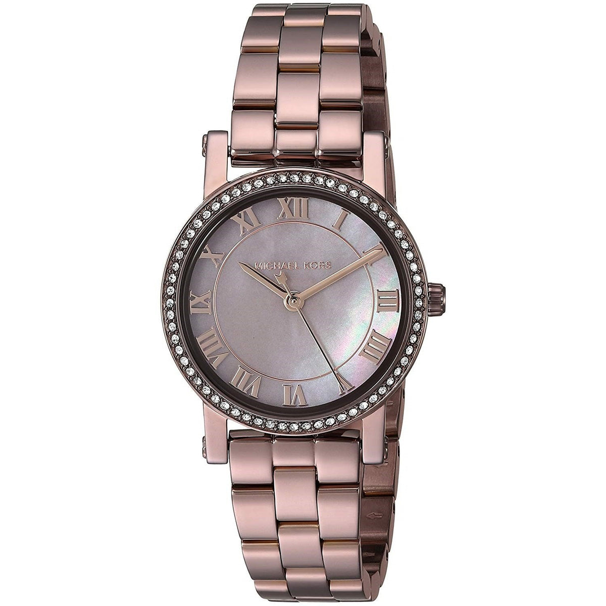 Michael Kors Women&#39;s MK3683 Petite Norie Crystal Brown Stainless Steel Watch