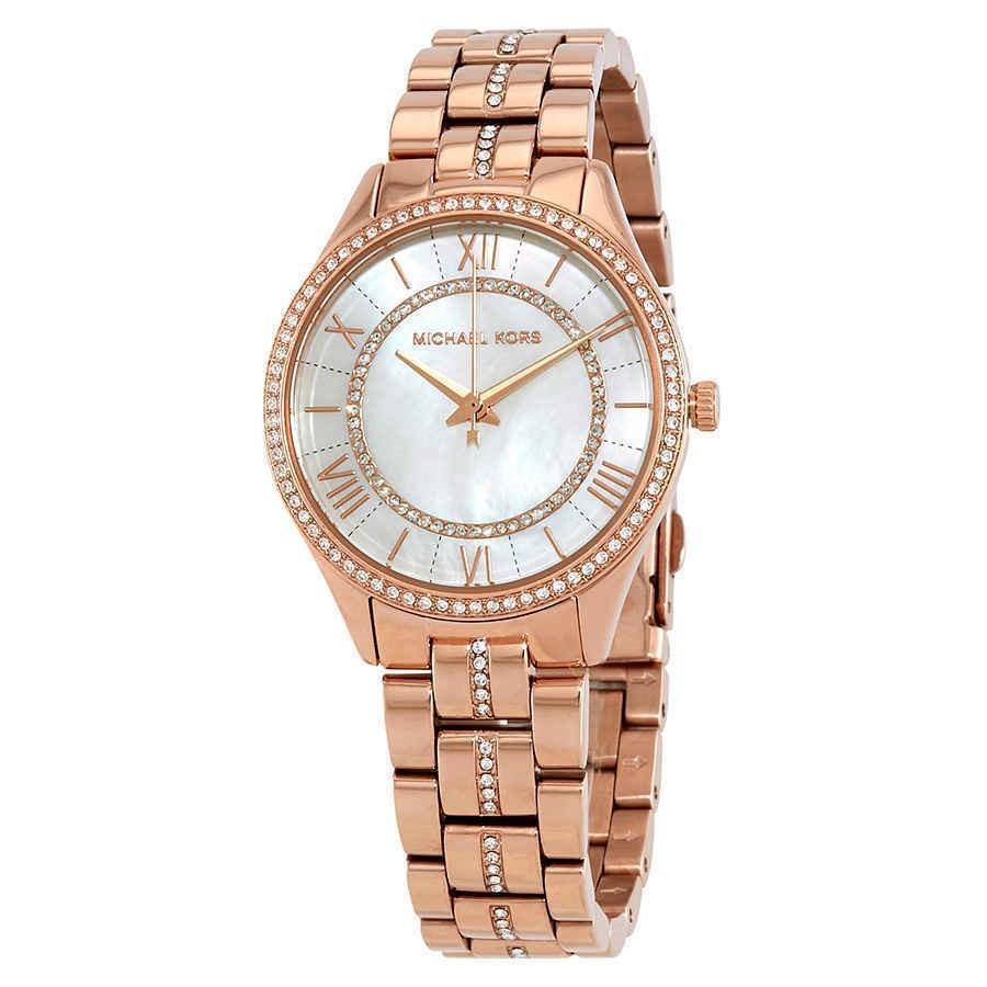 Michael Kors Women's MK3716 Lauryn Crystal Set Rose Gold-Tone Stainless Steel with Sets of Crystal Watch