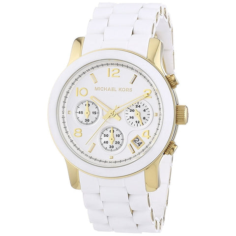 Michael Kors Women's MK5145 Runway Chronograph White Silicone Watch