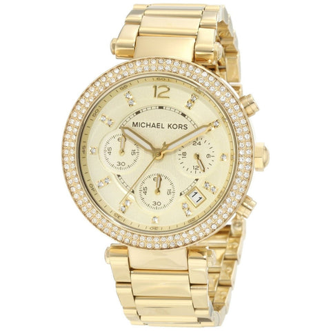 Michael Kors Women's MK5354 Parker Chronograph Crystal Gold-Tone Stainless Steel Watch