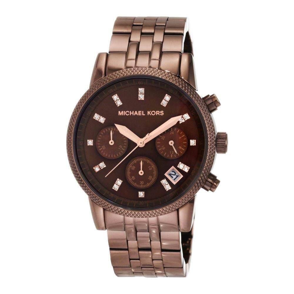 Michael Kors Women&#39;s MK5547 Casual Crystal, Chronograph Rose-Tone Stainless Steel Watch