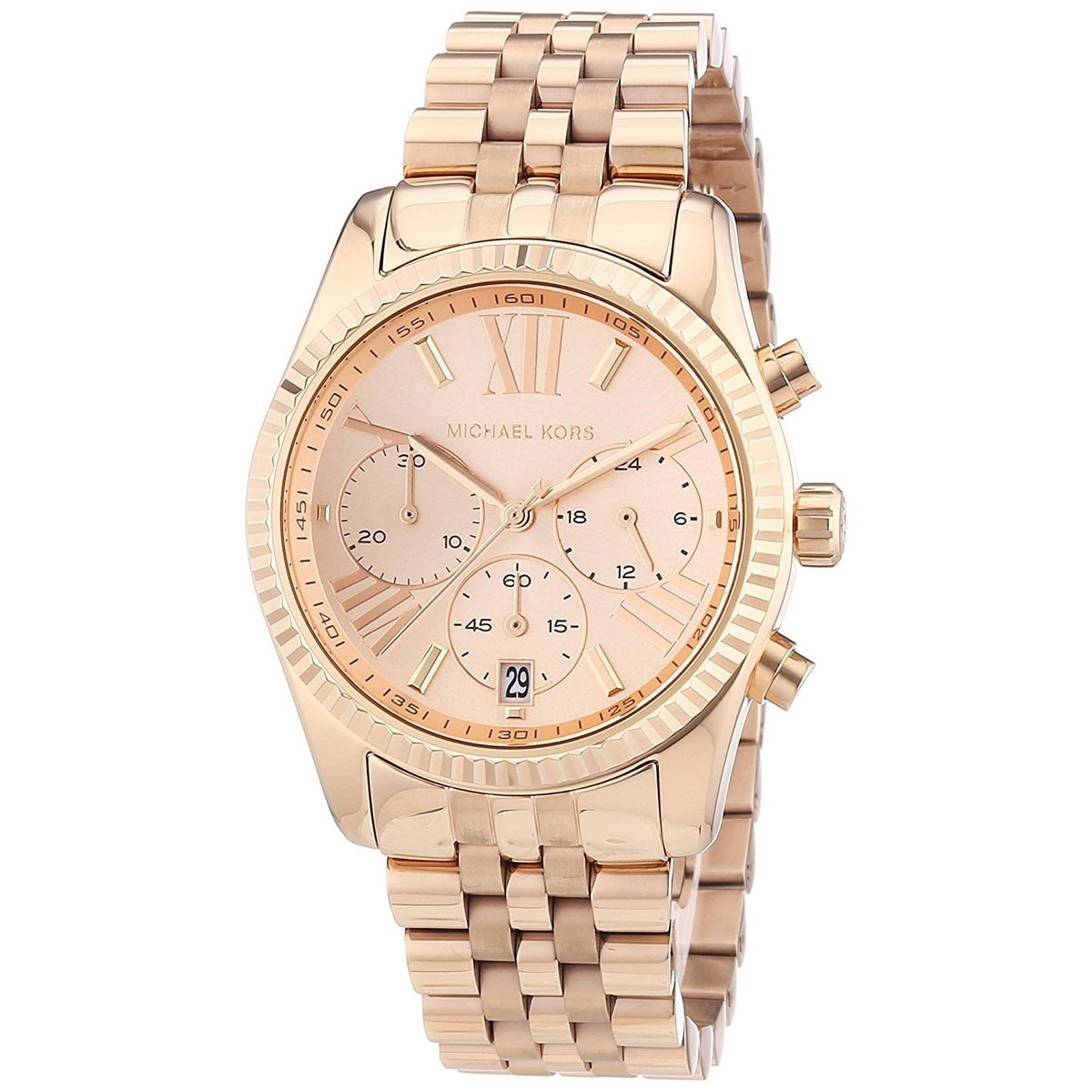 Michael Kors Women&#39;s MK5569 Lexington Chronograph Rose-Tone Stainless Steel Watch