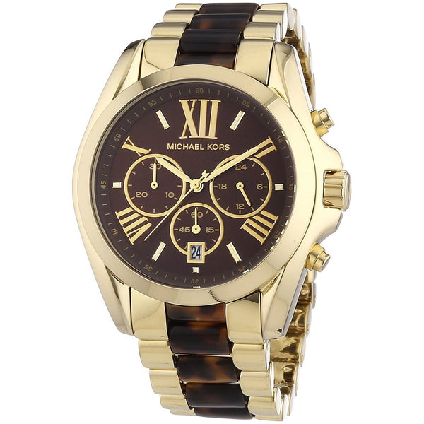 Michael Kors Women's MK5696 Bradshaw Chronograph Tortoise Two-Tone Sta ...