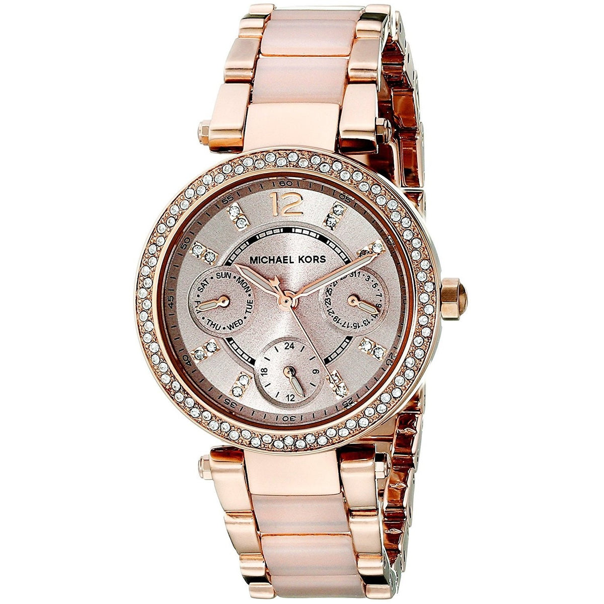 Michael Kors Women&#39;s MK6110 Parker Chronograph Crystal Rose-Tone Stainless Steel Watch