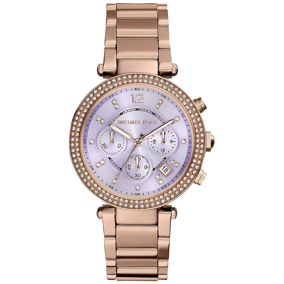Michael Kors Women&#39;s MK6169 Parker Chronograph Crystal Rose-Tone Stainless Steel Watch
