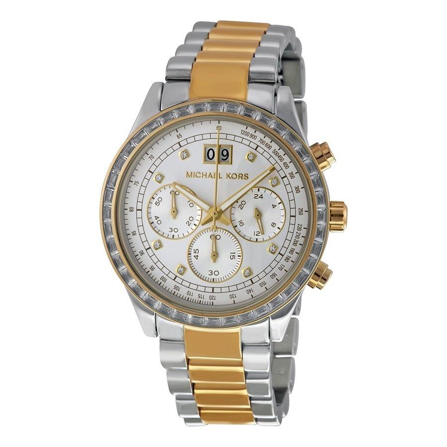 Michael Kors Women&#39;s MK6188 Brinkley Chronograph Crystal Two-Tone Stainless Steel Watch