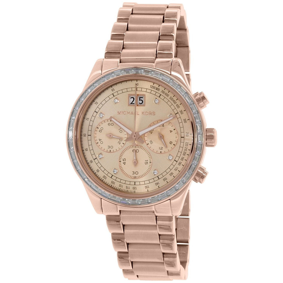 Michael Kors Women&#39;s MK6204 Brinkley Chronograph Crystal Rose-Tone Stainless Steel Watch