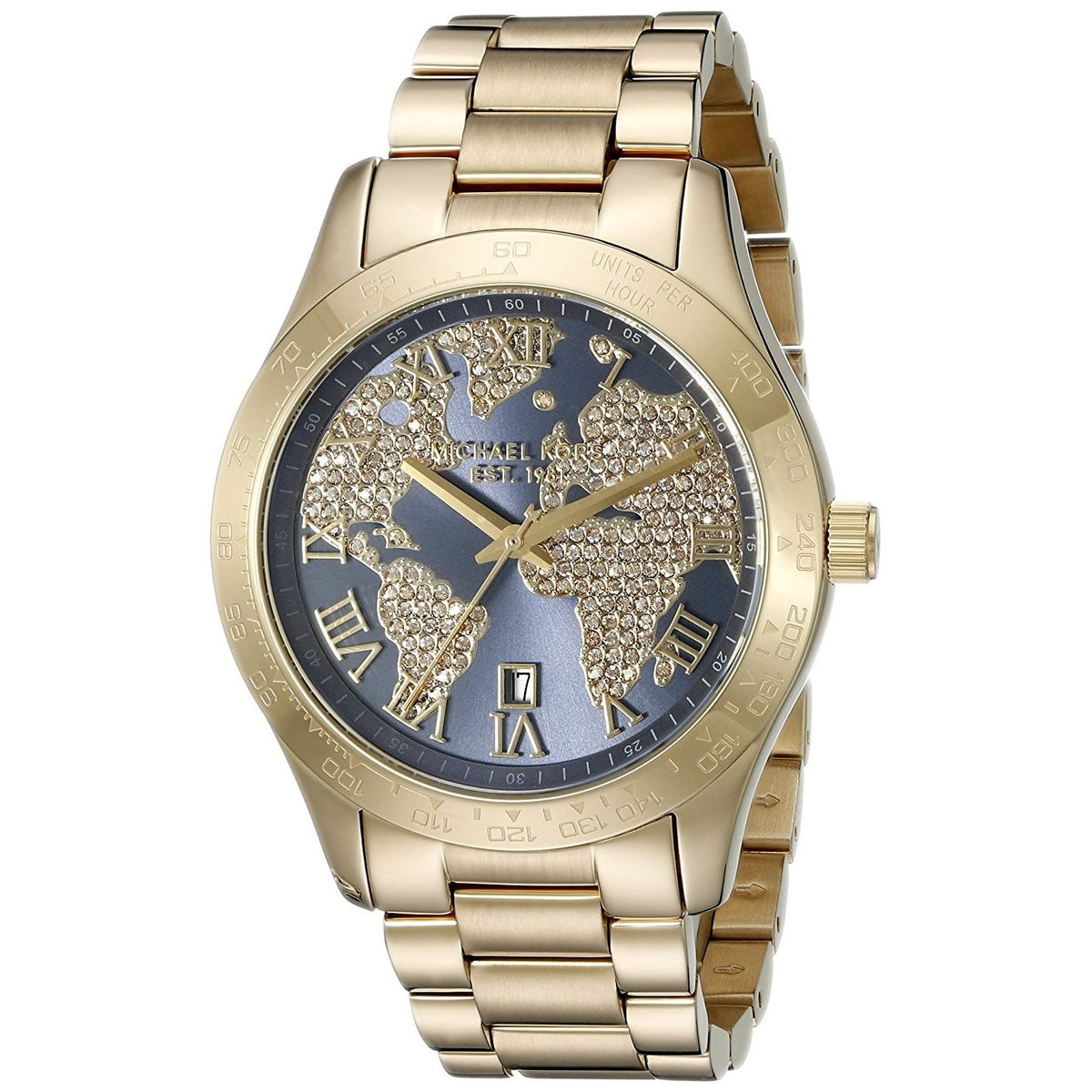 Michael Kors Women's MK6243 Layton Crystal Globe Gold-Tone Stainless Steel Watch