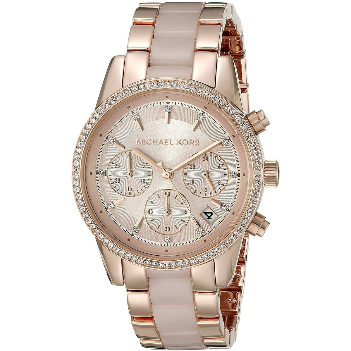 Michael Kors Women&#39;s MK6307 Ritz Chronograph Crystal Two-Tone Stainless steel and Acetate Watch