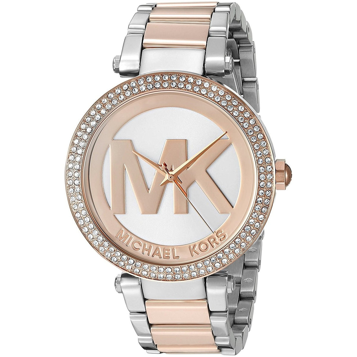 Michael Kors Women&#39;s MK6314 Parker MK Logo Crystal Two-Tone Stainless Steel Watch