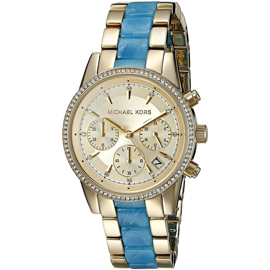 Michael Kors Women's MK6328 Ritz Chronograph Crystal Two-Tone Stainless steel and Acetate Watch