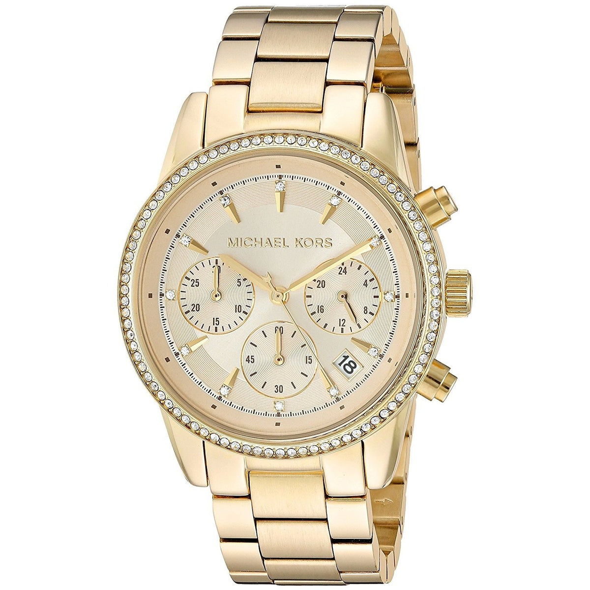 Michael Kors Women&#39;s MK6356 Ritz Chronograph Crystal Gold-Tone Stainless Steel Watch