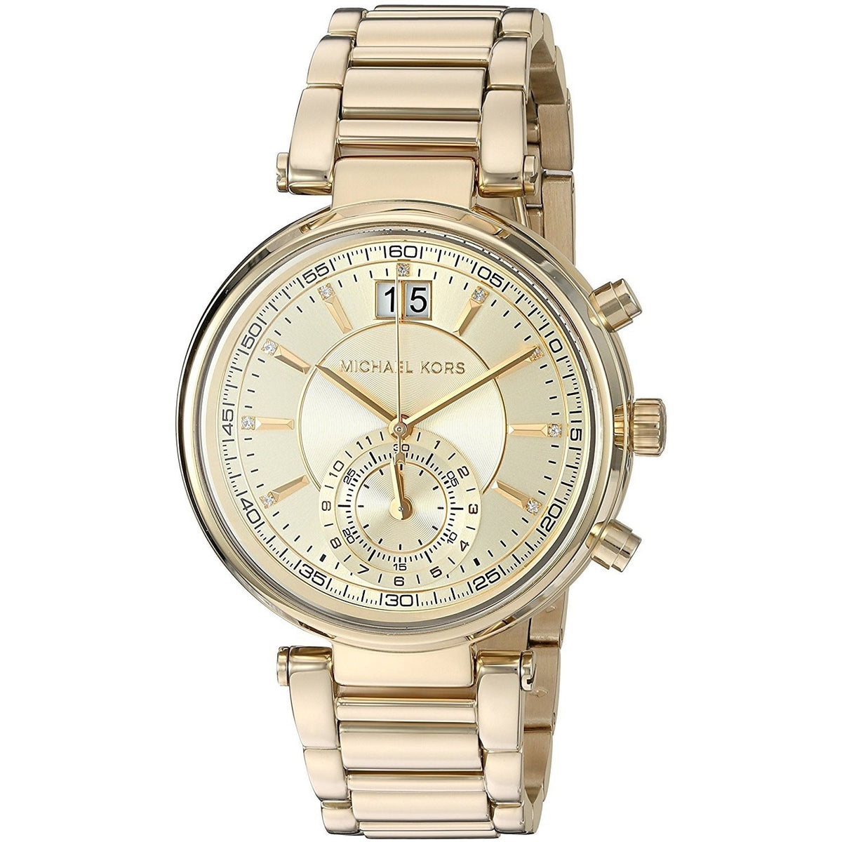 Michael Kors Women&#39;s MK6362 Sawyer Dual Time Crystal Gold-Tone Stainless Steel Watch