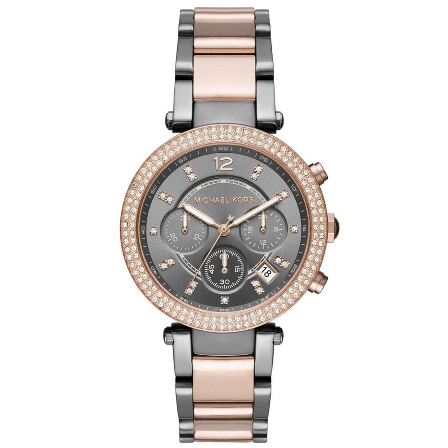 Michael Kors Parker MK6440 Womens Watch 39mm Two Tone Crystals New Battery 7\