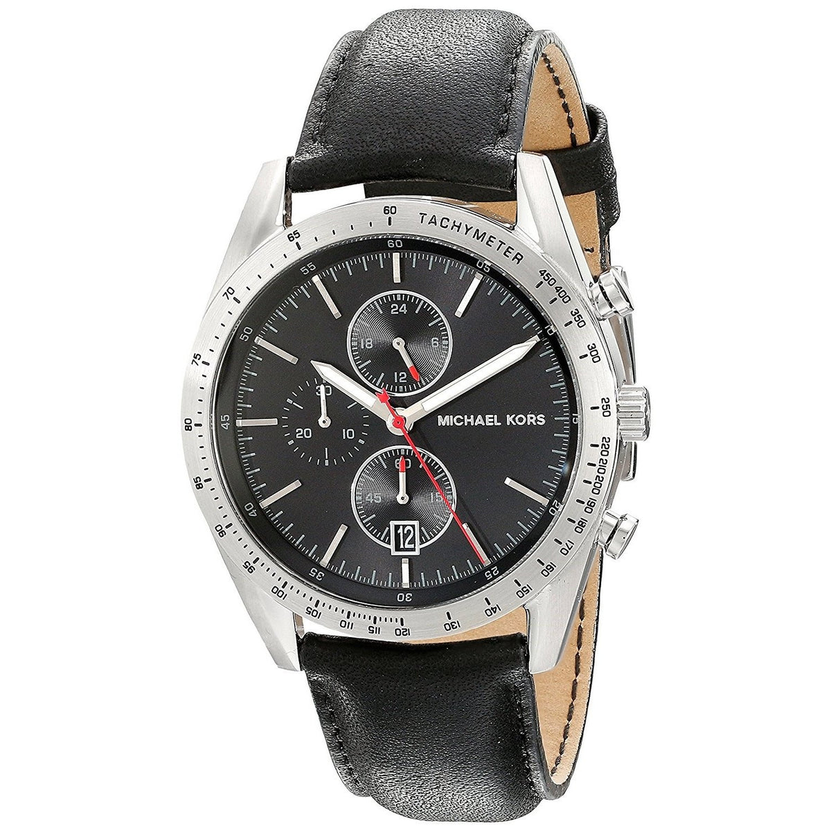 Michael Kors Men&#39;s MK8384 Accelerator Chronograph Black Leather Watch
