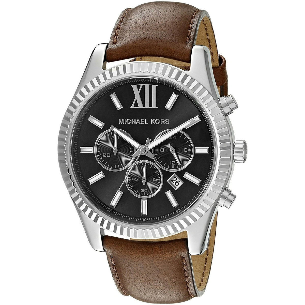Michael Kors Men&#39;s MK8456 Lexington Chronograph Brown Leather Watch