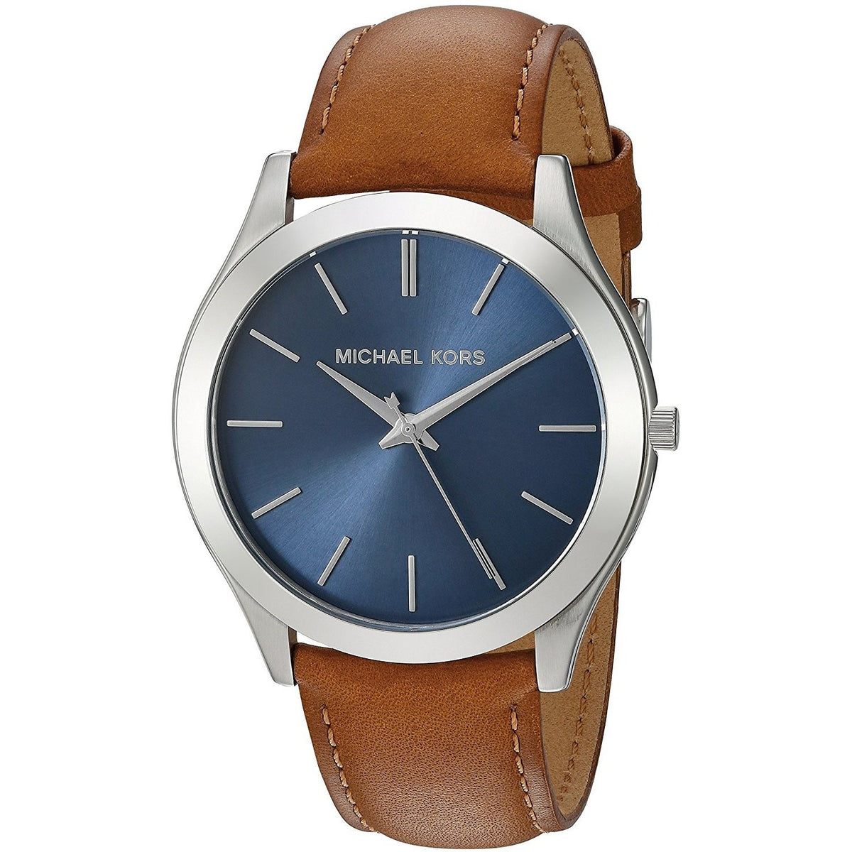 Michael Kors Men&#39;s MK8508 Slim Runway Brown Leather Watch