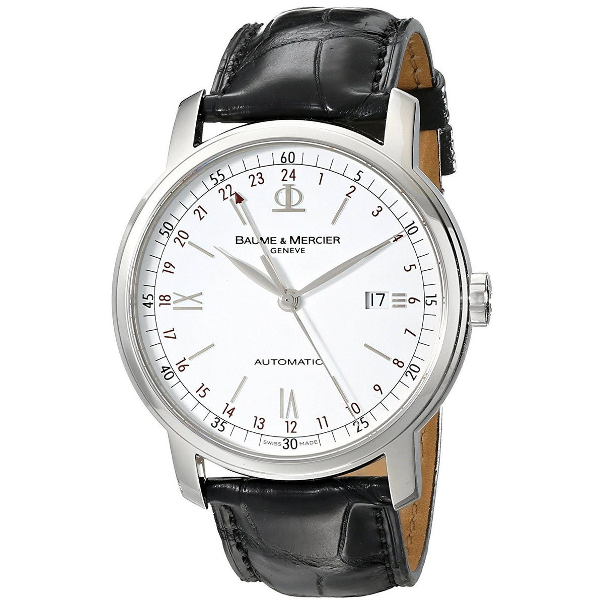 Baume &amp; Mercier Men&#39;s MOA08462 Classima Executives Automatic Black Leather Watch