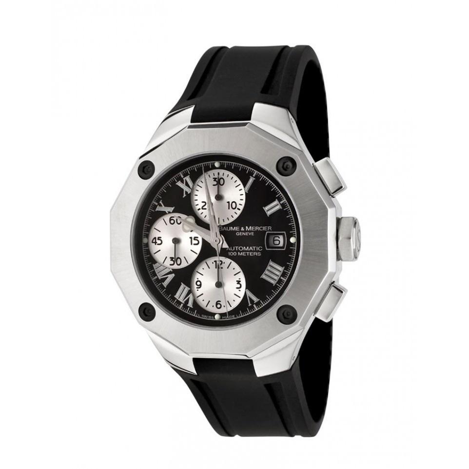 Baume &amp; Mercier Men&#39;s MOA08594 Riviera Chronograph Black Rubber Watch