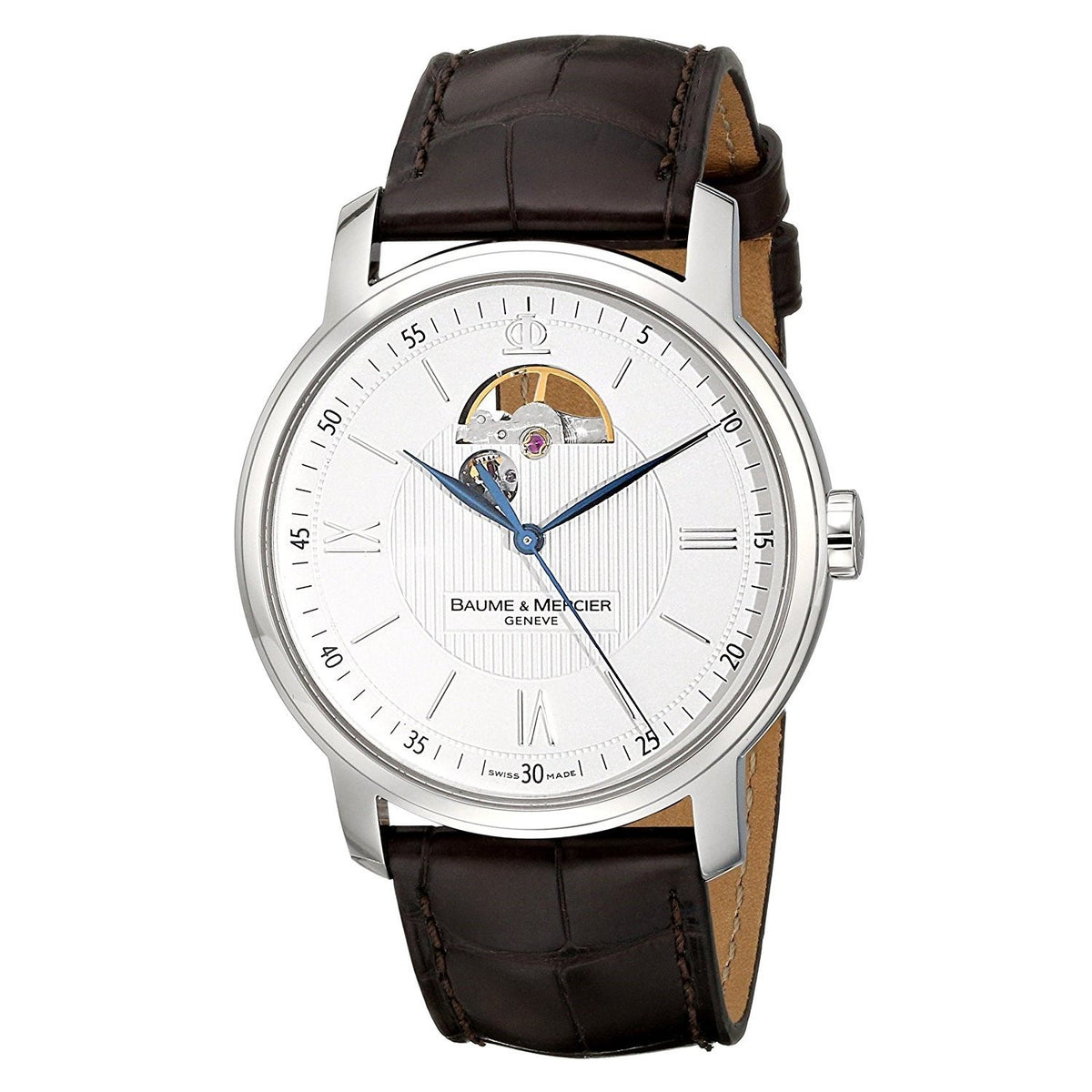 Baume &amp; Mercier Men&#39;s MOA08688 Classima Executives Open Wheel Automatic Brown Leather Watch