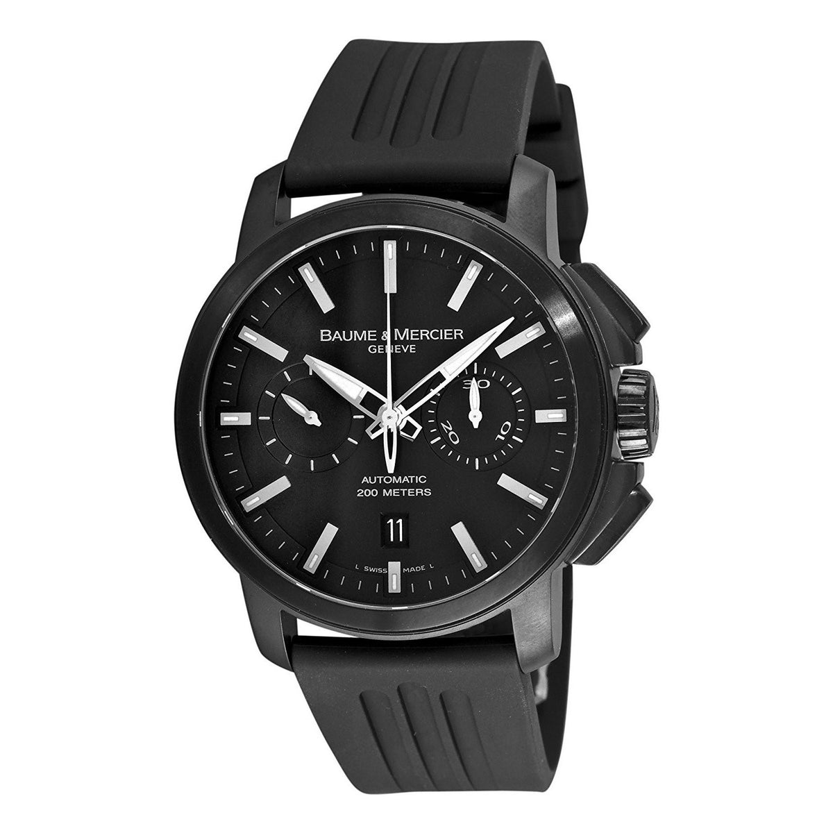 Baume &amp; Mercier Men&#39;s MOA08853 Classima XXL Chronograph Automatic Black Rubber Watch