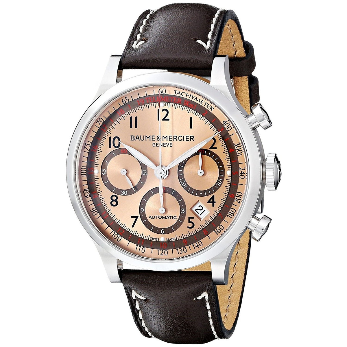 Baume &amp; Mercier Men&#39;s MOA10004 Capeland Automatic Chronograph Brown Leather Watch