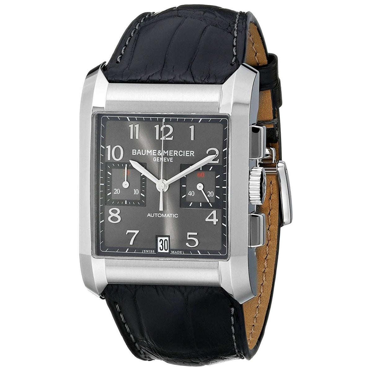 Baume &amp; Mercier Men&#39;s MOA10030 Hampton Chronograph Black Leather Watch