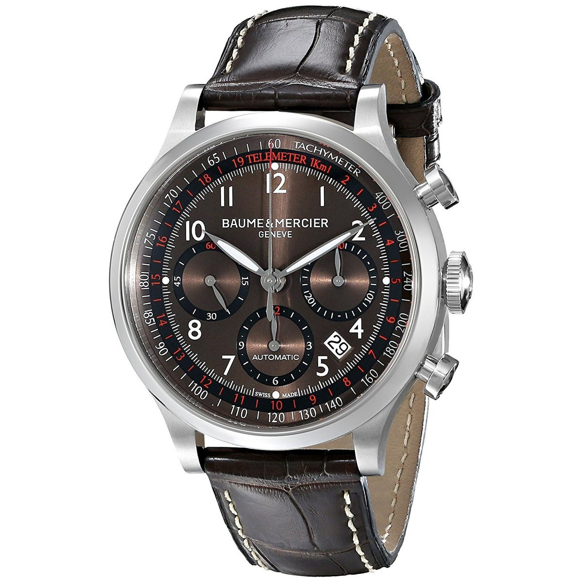 Baume &amp; Mercier Men&#39;s MOA10043 Capeland Chronograph Automatic Brown Leather Watch