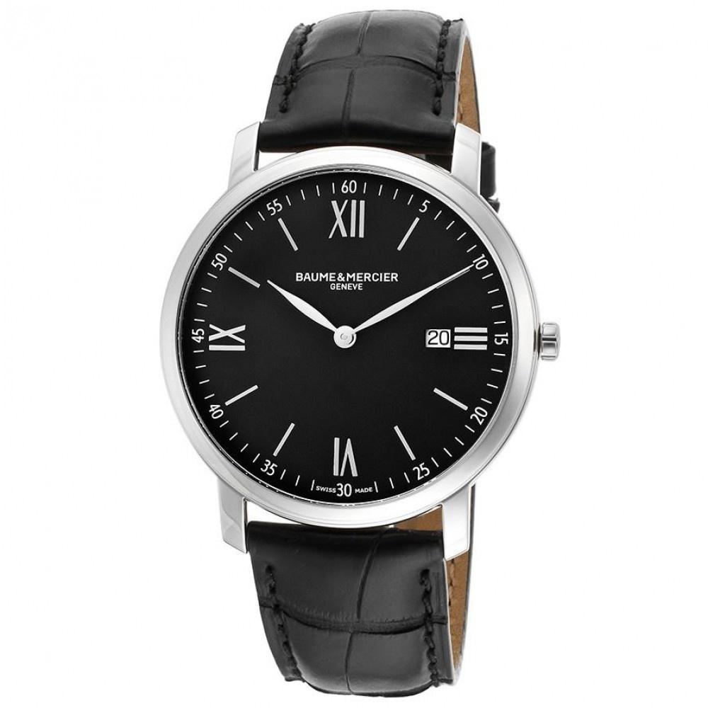Baume &amp; Mercier Men&#39;s MOA10098 Classima Executives Black Leather Watch