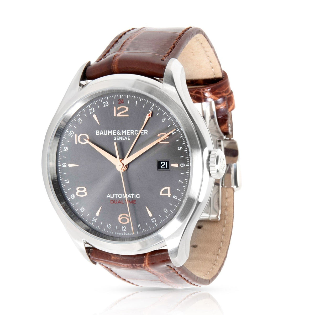 Baume &amp; Mercier Men&#39;s MOA10111 Clifton Brown Leather Watch