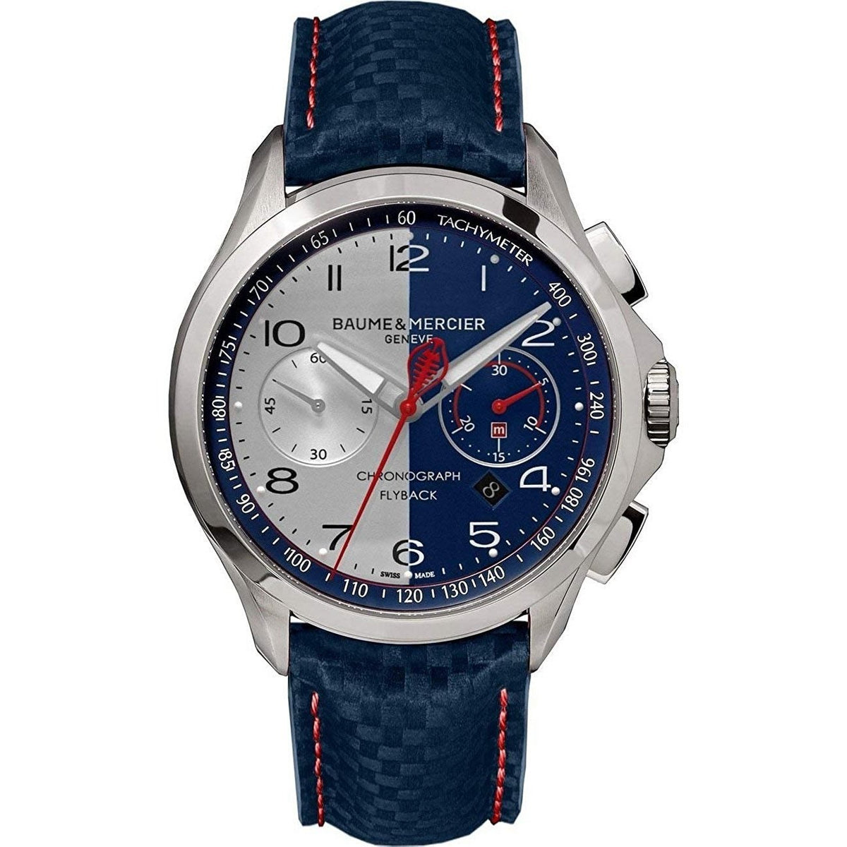 Baume &amp; Mercier Men&#39;s MOA10344 Clifton Chronograph Blue Leather Watch