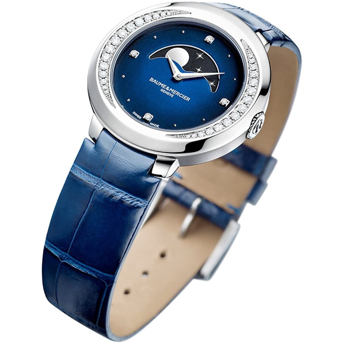Baume &amp; Mercier Women&#39;s MOA10347 Promesse Blue Leather Watch