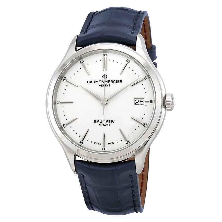 Baume &amp; Mercier Men&#39;s MOA10398 Clifton Baumatic Blue Leather Watch