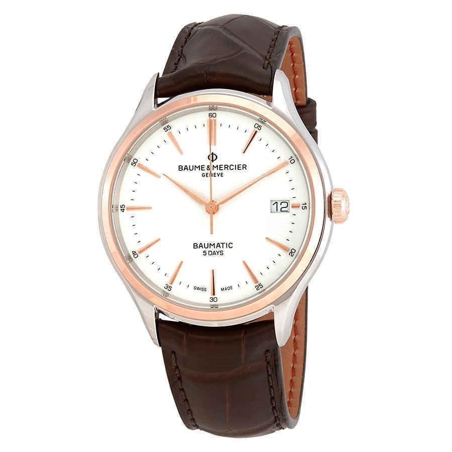 Baume &amp; Mercier Men&#39;s MOA10401 Clifton Baumatic Brown Leather Watch