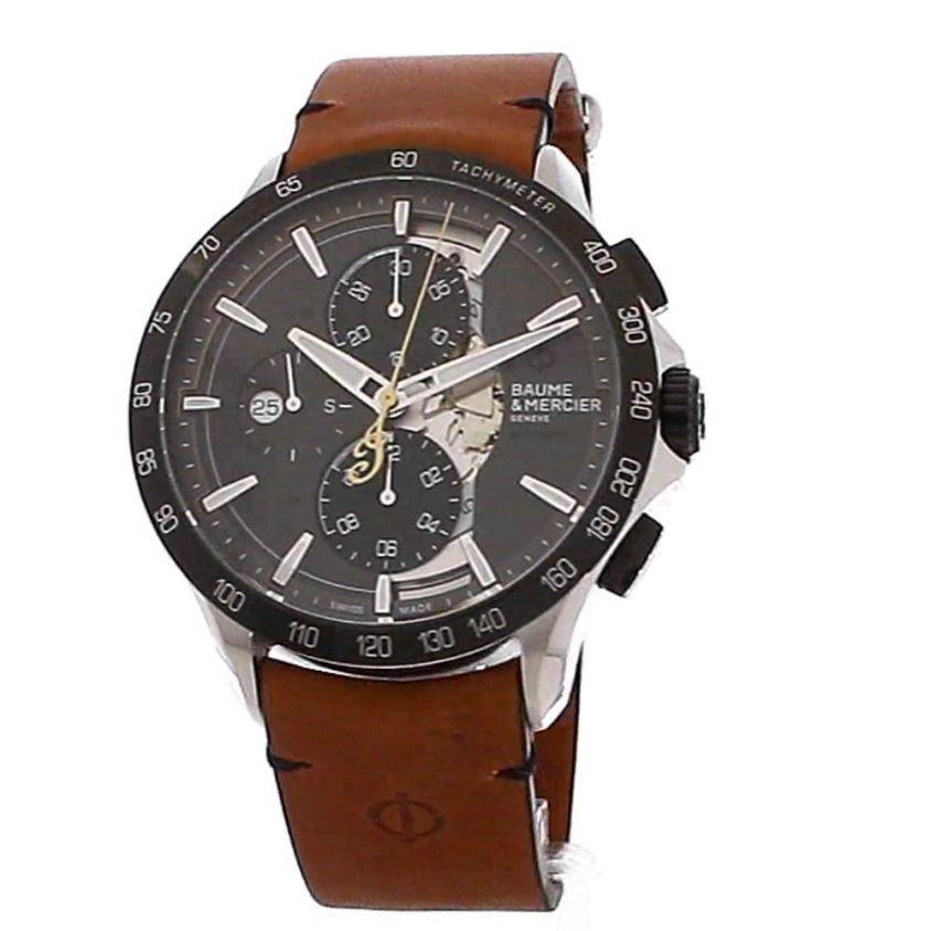 Baume &amp; Mercier Men&#39;s MOA10402 Clifton Chronograph Brown Leather Watch