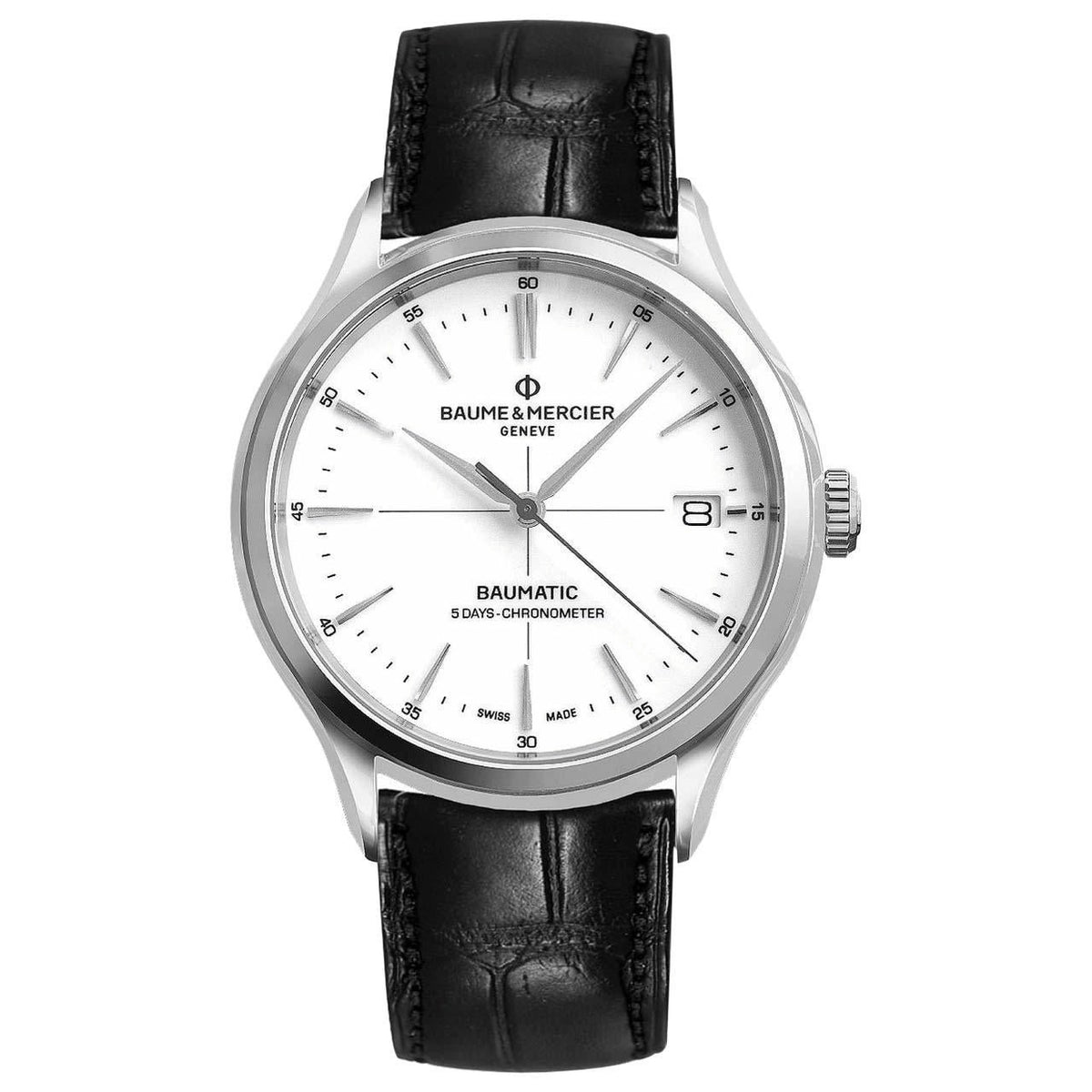 Baume &amp; Mercier Men&#39;s MOA10436 Clifton Baumatic Black Leather Watch