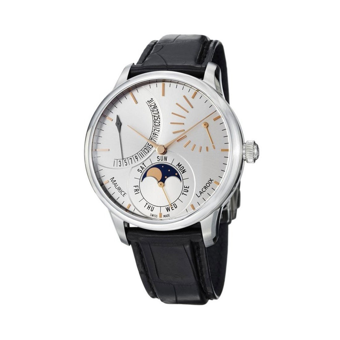 Maurice Lacroix Men's MP6528-SS001-130 Masterpiece Chronograph Black Leather Watch