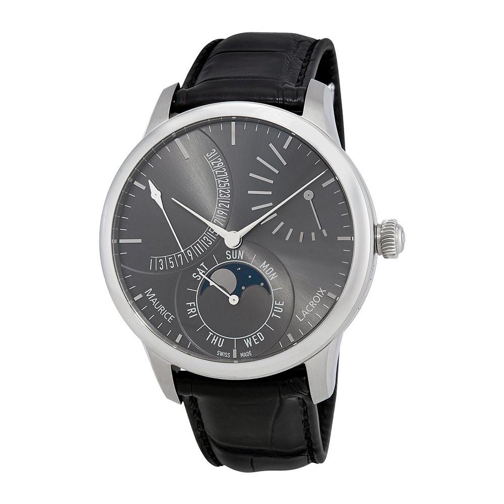Maurice Lacroix Men's MP6528-SS001-330 Masterpiece Chronograph Black Leather Watch