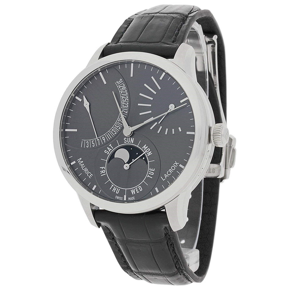 Maurice Lacroix Men's MP6528SS001330 Masterpiece Black Leather Watch