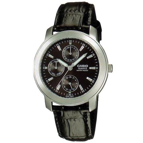Casio Men&#39;s MTP-1192E-1A Classic Chronograph Black Leather Watch