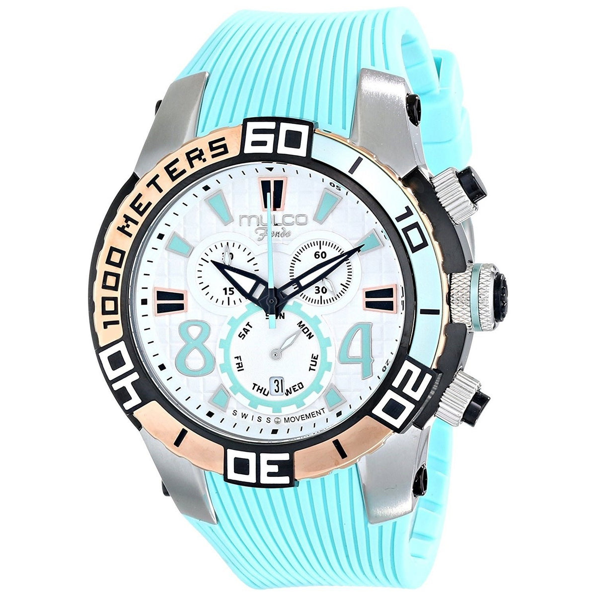 Mulco Unisex MW174197413 Fondo wheel Chronograph Aqua Silicone Watch